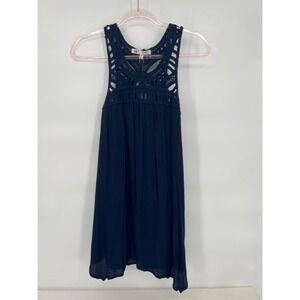 Jolt Sleeveless Sundress Navy Blue Womens Sz‎ Medium Crochet Top  Lined